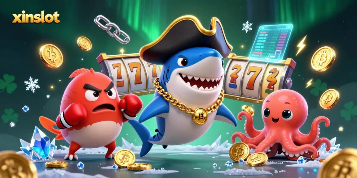 Spin the reels and win at xinslot's vibrant online casino, featuring exciting 3D characters and crypto elements.