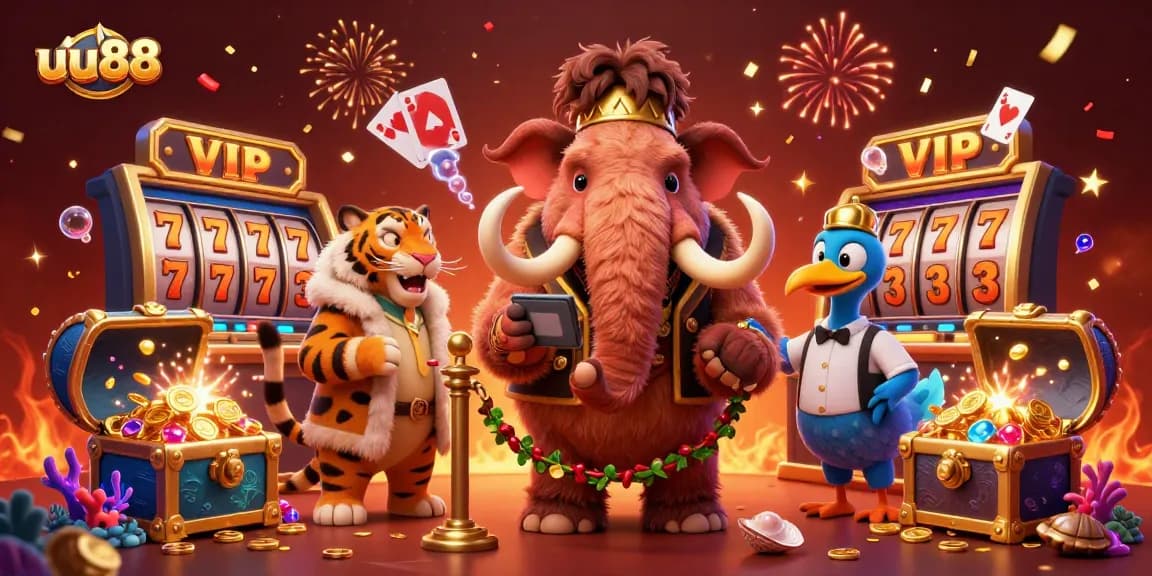 Experience the excitement of uu88 with a vibrant 3D casino scene featuring unique characters and dynamic gameplay.