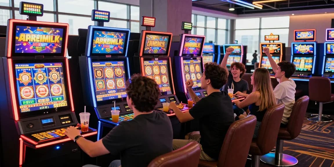 Players engaging with bonus buy slots in a vibrant casino setting