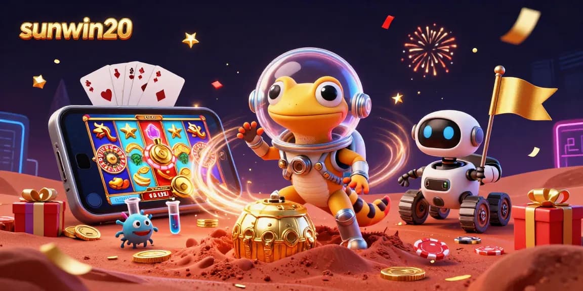 Experience thrilling wins with sunwin20 at an alien casino, featuring lively game action and joyful characters.