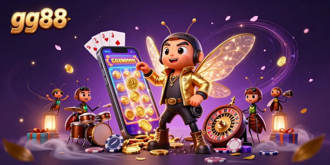 Experience winning strategies with gg88 in a vibrant and packed 3D casino scene featuring dynamic characters.