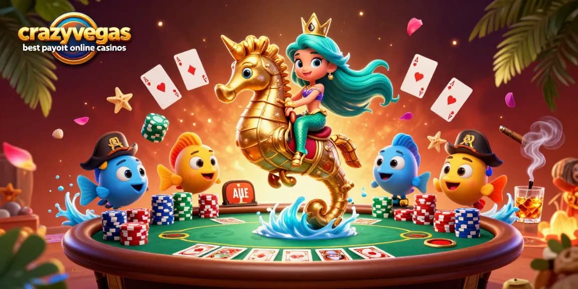 Experience wins at crazyvegas best payout online casinos with vibrant characters and poker elements.