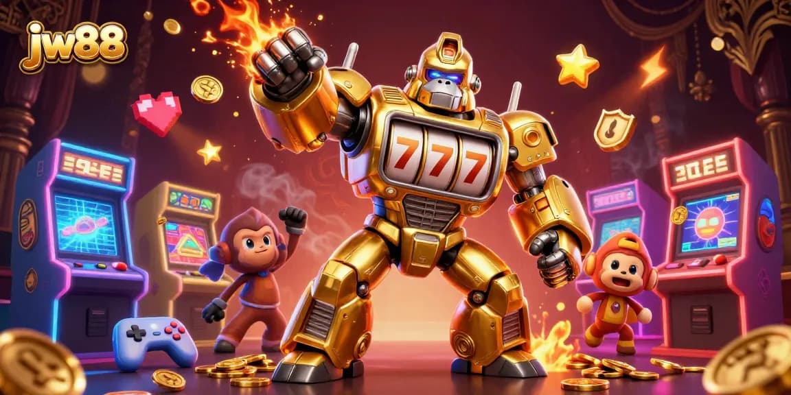 Engage in thrilling play at jw88 with a golden gorilla mech and explosive casino elements.
