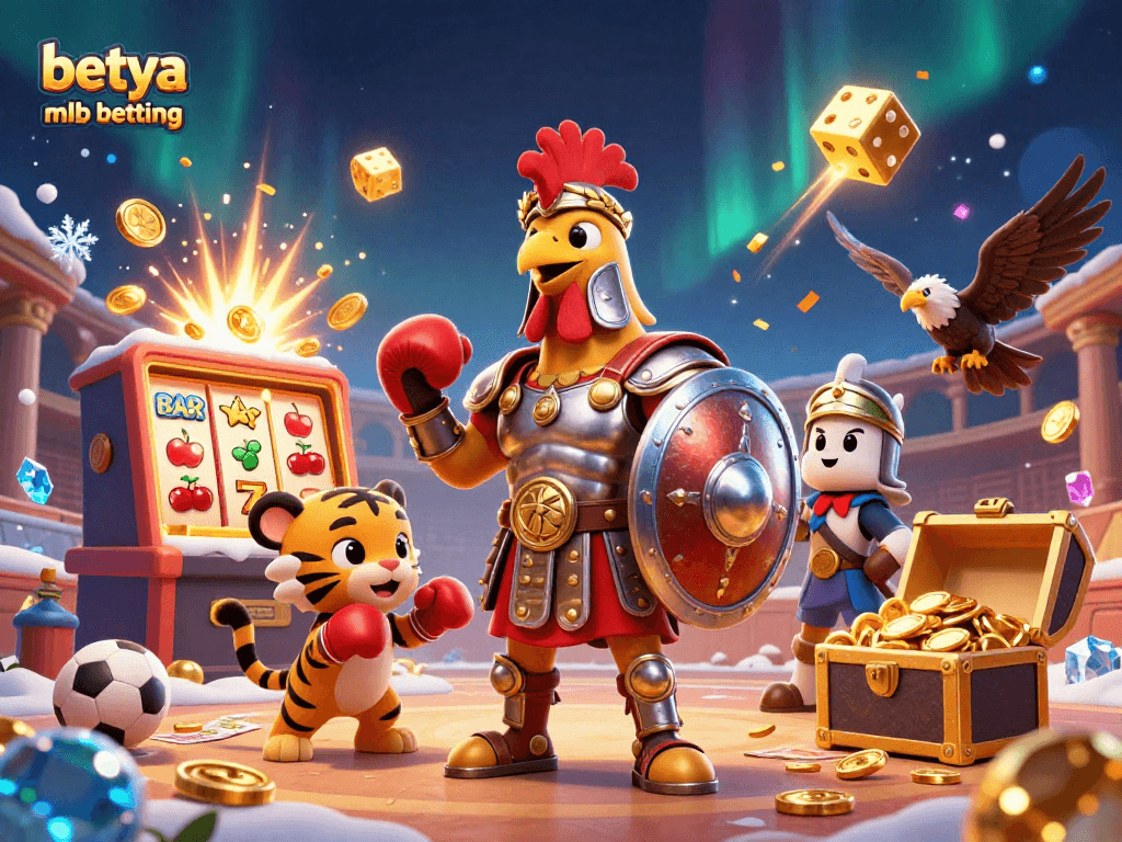 Engage in betya mlb betting with 3D gladiators and explosive slot machines in a vibrant arena.