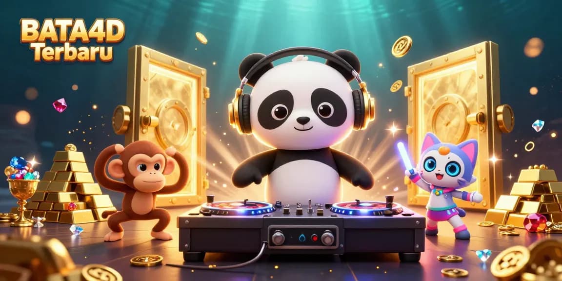 Kategori BATA4D Terbaru menyajikan hiburan dengan DJ panda dan teman-teman dalam suasana kasino yang meriah.