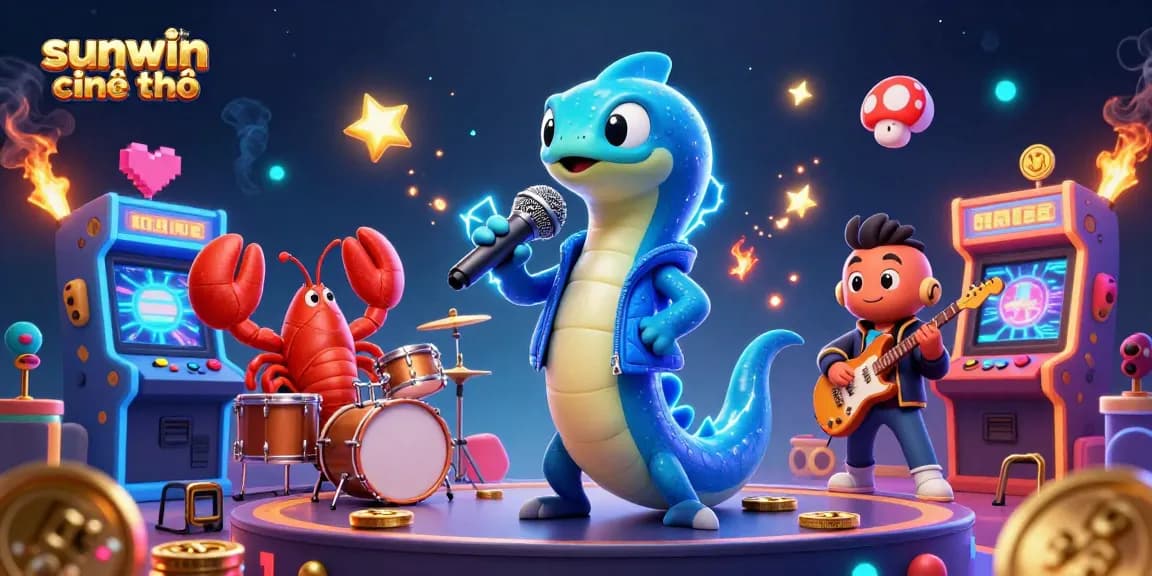 Experience the vibrant underwater casino stage with sunwin chính chủ featuring an electric eel DJ, lobster drummer, and seahorse guitarist.