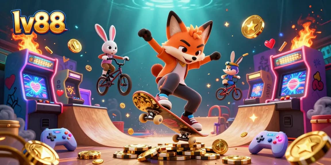 Experience the excitement of lv88 with a vibrant scene of gaming action featuring enchanting characters and casino symbols.