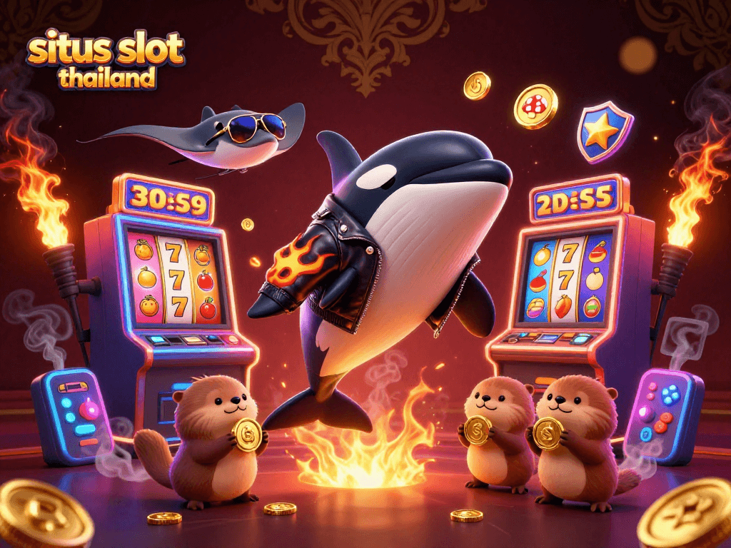 Experience situs slot thailand with vivid characters and dynamic gaming elements in a 3D vibrant casino scene.