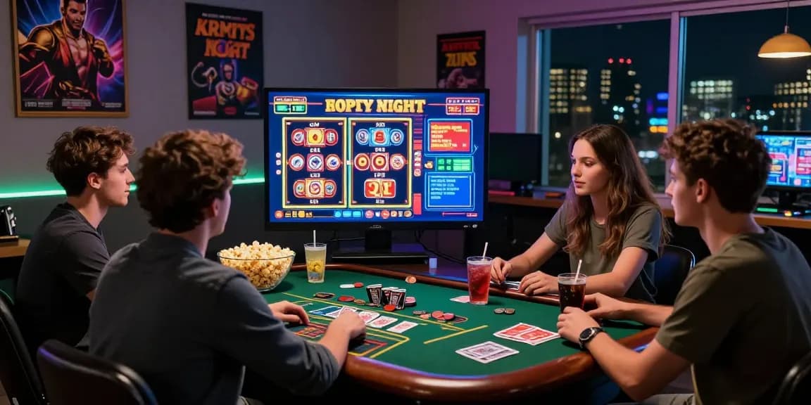 Friends enjoying a virtual casino night with https://eccleshallparishcouncil.co.uk recommendations in a vibrant gaming room.