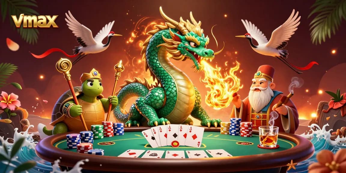 Experience the vmax gambling excitement with legendary characters in a vibrant casino scene.