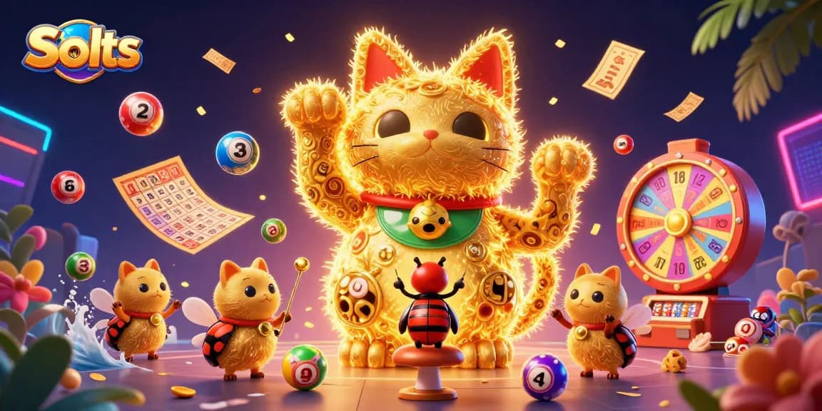 Experience thrilling Slots with vibrant characters and dynamic casino elements in this engaging 3D illustration.