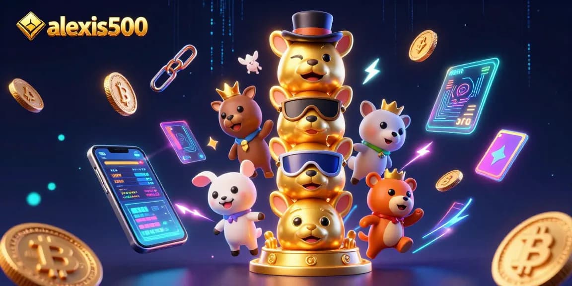 Engage with alexis500's vibrant gaming experience amidst animated crypto and casino elements