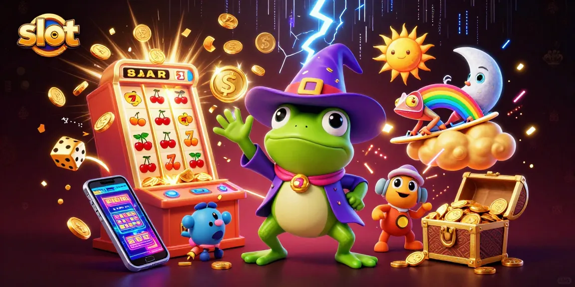 Spin the best slot games with a golden storm of coins and vibrant characters.