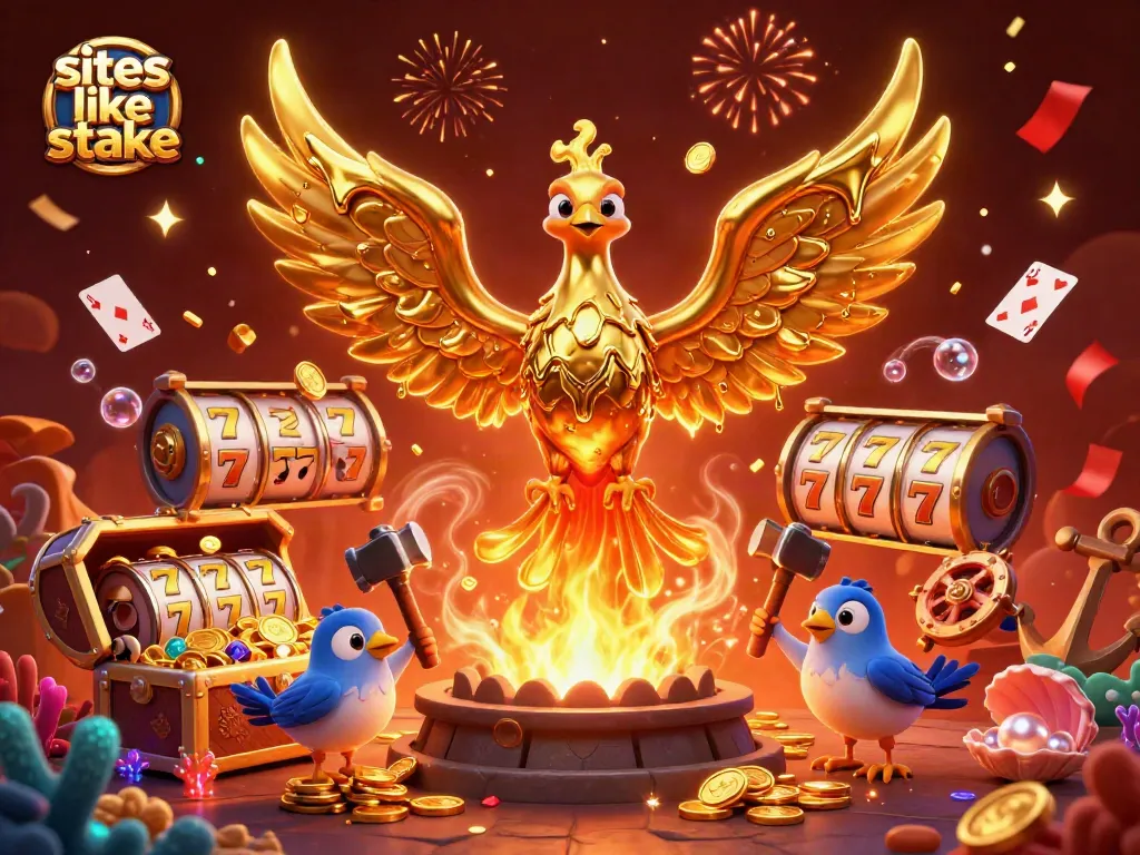 Experience stunning games like Stake with vibrant slots and dramatic gold-themed visuals