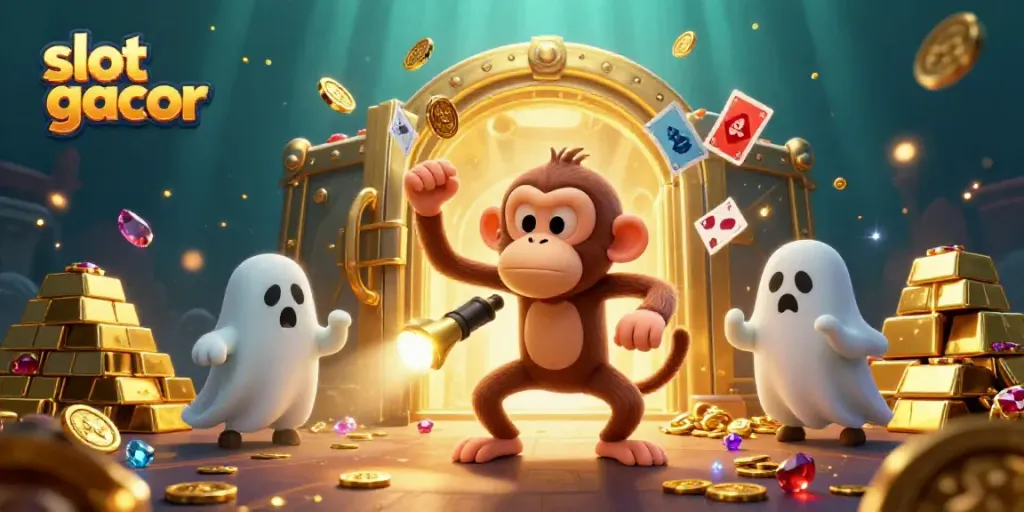 Engage with slot gacor fun as a mischievous monkey juggles casino treasures while a puppy hunts ghosts.