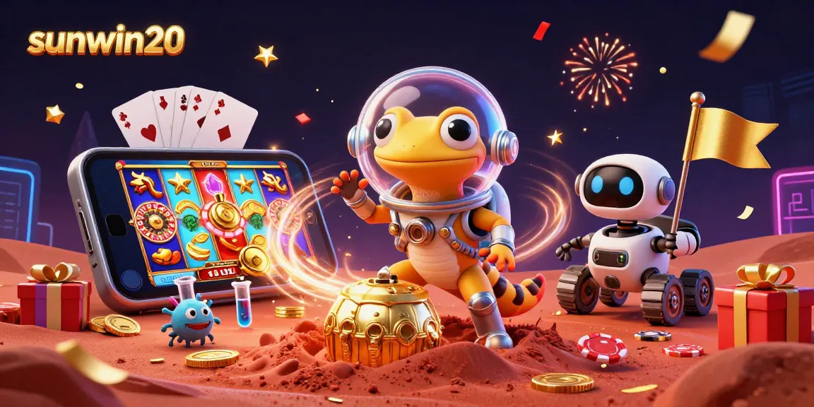 Experience thrilling wins with sunwin20 at an alien casino, featuring lively game action and joyful characters.
