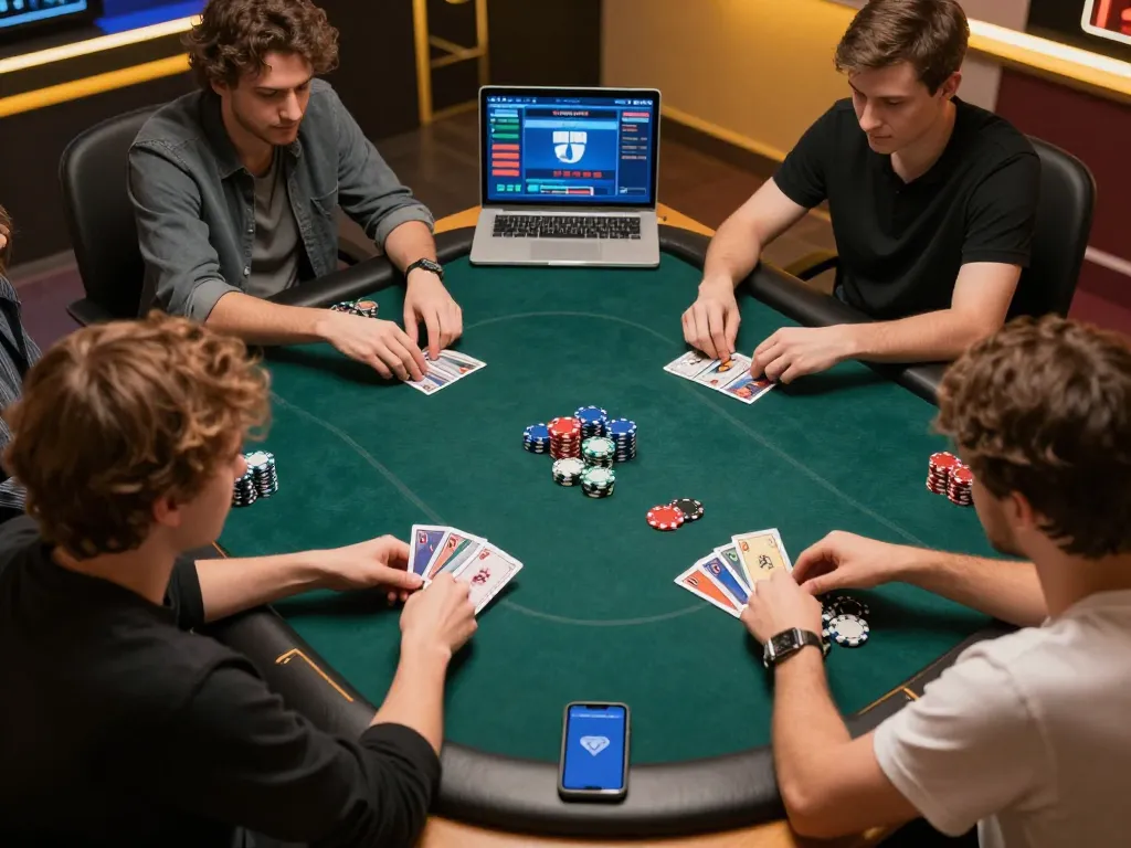 Engaging online poker gameplay scene featuring competitive players and vibrant m122 chat interface.