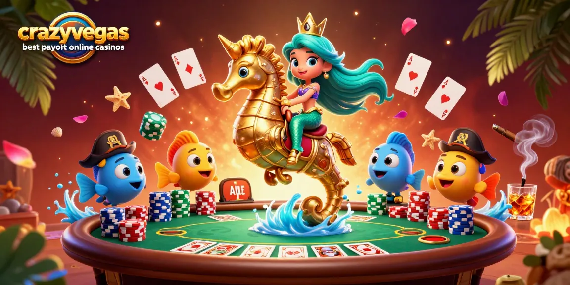 Experience wins at crazyvegas best payout online casinos with vibrant characters and poker elements.