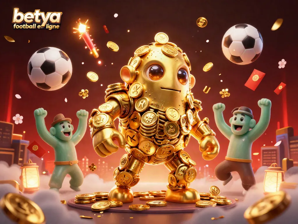 Experience betya football en ligne with energetic soccer and festive casino elements in a vibrant illustration.