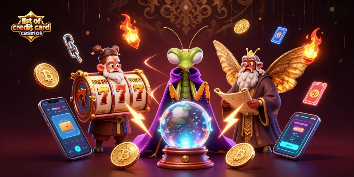 Engage with the list of credit card casinos featuring vibrant slot games, fortune tellers, and dynamic crypto elements.