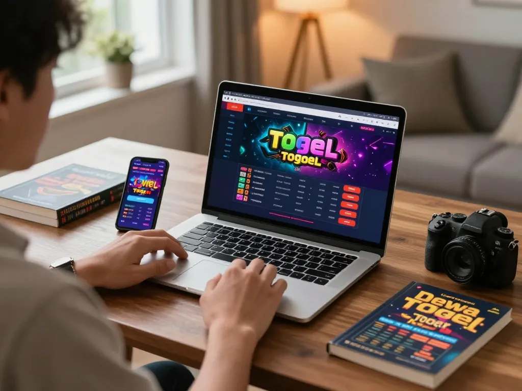 Dewa togel online betting interface displayed on laptop during an exciting gaming session at home