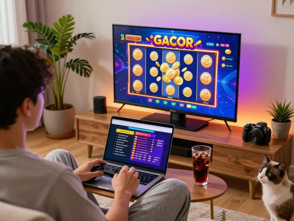 Pemain menikmati pengalaman bermain slot gacor online dalam suasana yang nyaman