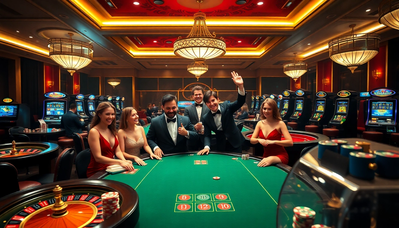 Players celebrating wins at a luxurious table in https://lc88pro.com/ casino scene.
