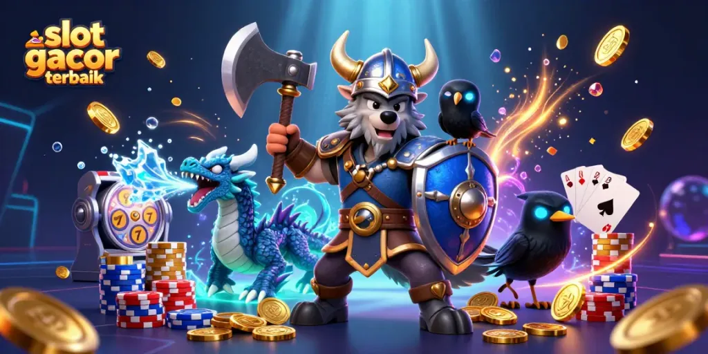 Menangkan slot gacor terbaik dengan simbol keberuntungan dalam ilustrasi kasino yang menakjubkan.