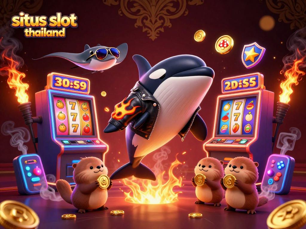 Experience situs slot thailand with vivid characters and dynamic gaming elements in a 3D vibrant casino scene.