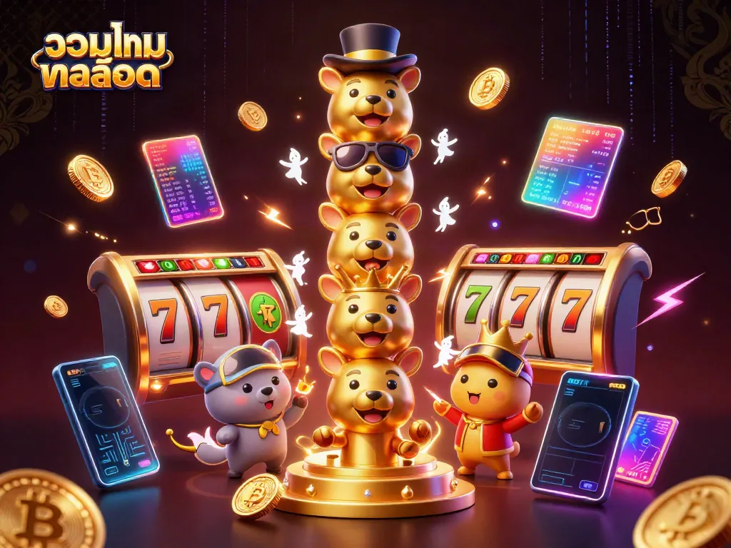 Spin the reels of รวมเกมสล็อต while experiencing the thrill of vibrant 3D illustrations and casino elements.