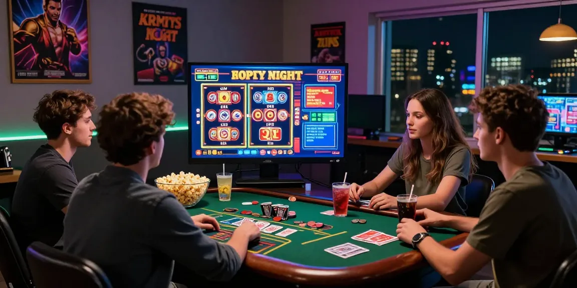 Friends enjoying a virtual casino night with https://eccleshallparishcouncil.co.uk recommendations in a vibrant gaming room.