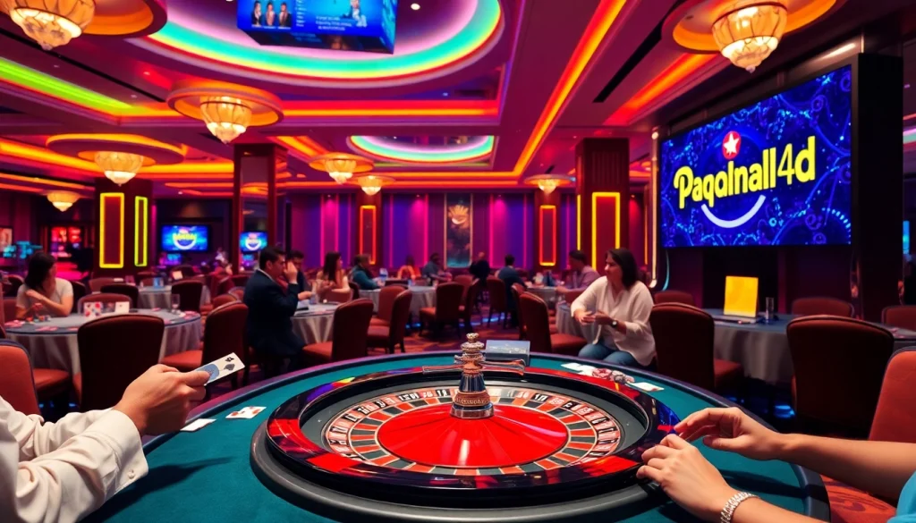 Pahala4D players engaging at a luxurious casino table with cards and chips.