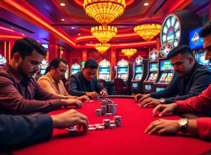 Melibatkan pemain di meja poker kasino mewah sambil merencanakan langkah berikutnya dengan opsi Datukwin Alternatif.