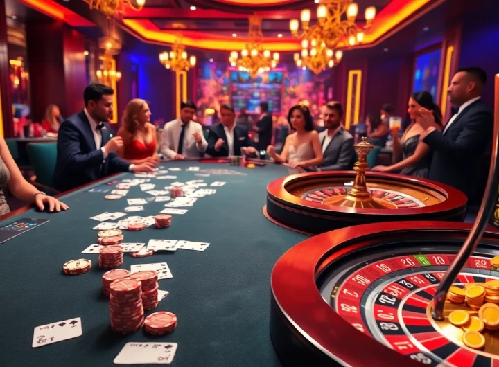 A thrilling poker game at https://tg88.sale/ with elegant cards, chips, and excited players showcasing the casino experience.