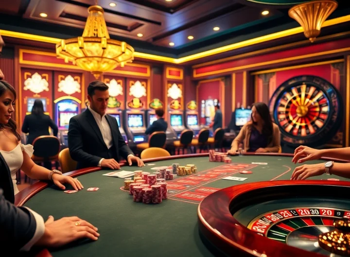 luxury138 players enjoy an exhilarating game night around a lavish casino poker table.