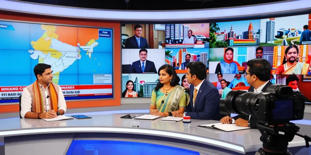 Live news anchor at https://www.theindaily.com studio sharing updates on India’s latest developments